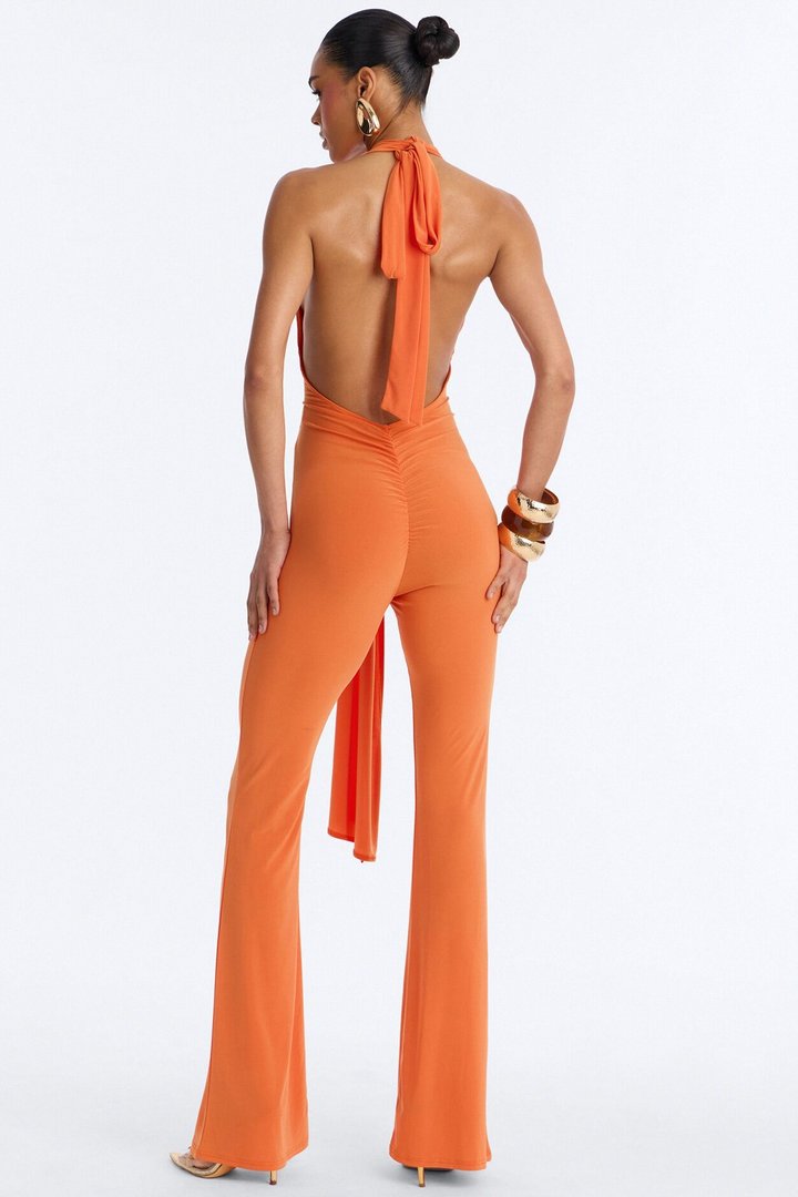Always That Girl Backless Jumpsuit - Orange
