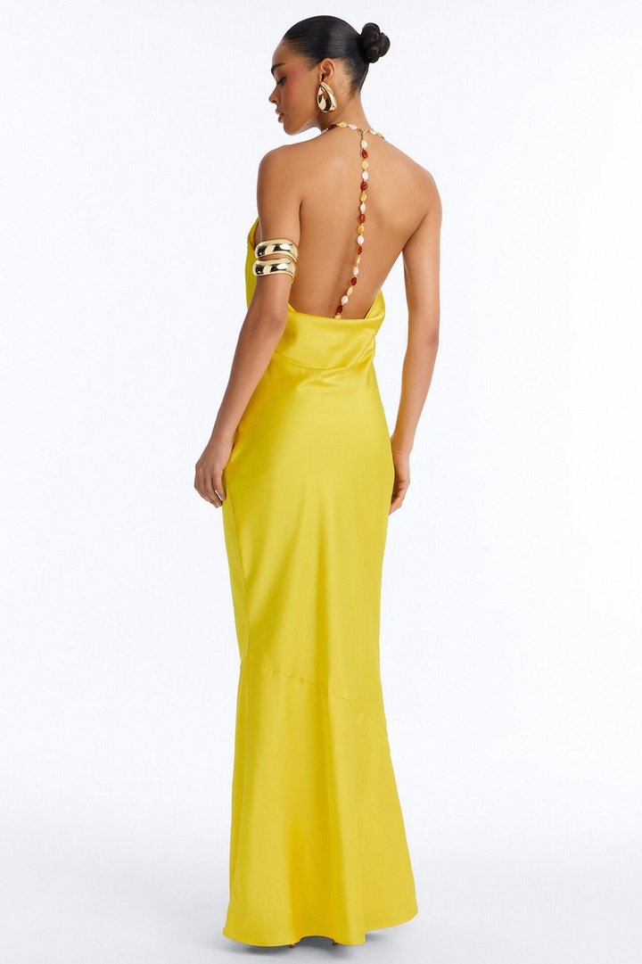 Bold Vibes Satin Maxi Dress - Yellow