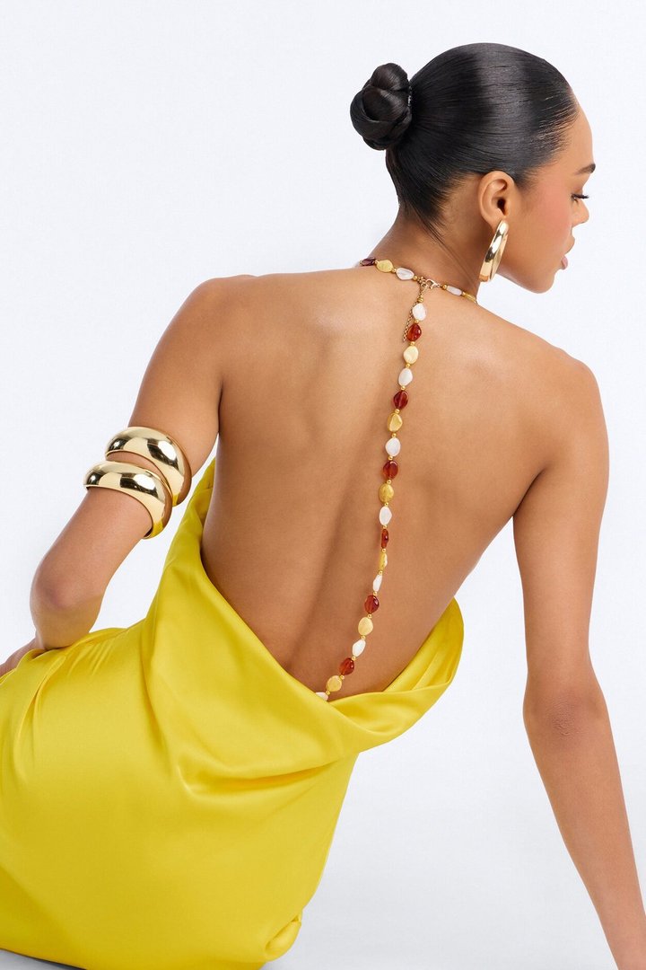 Bold Vibes Satin Maxi Dress - Yellow