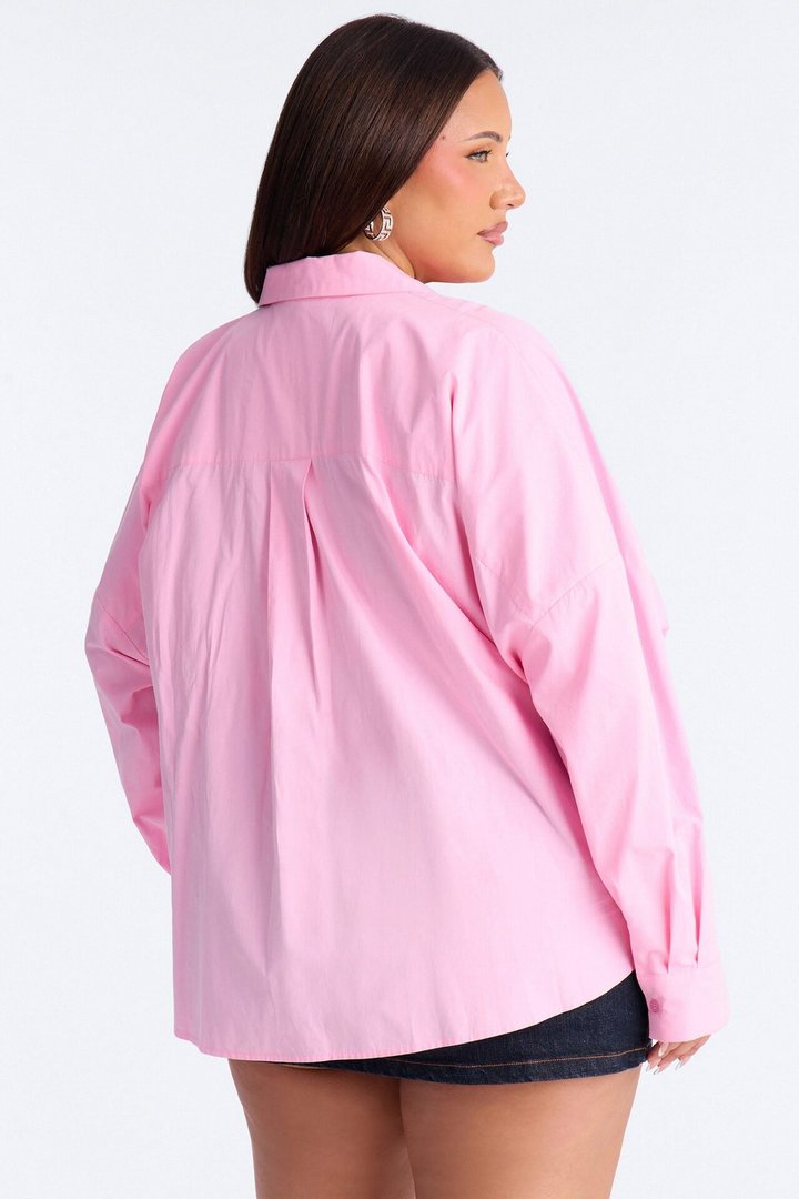 Cool Girl In Progress Pleated Poplin Top - Pink