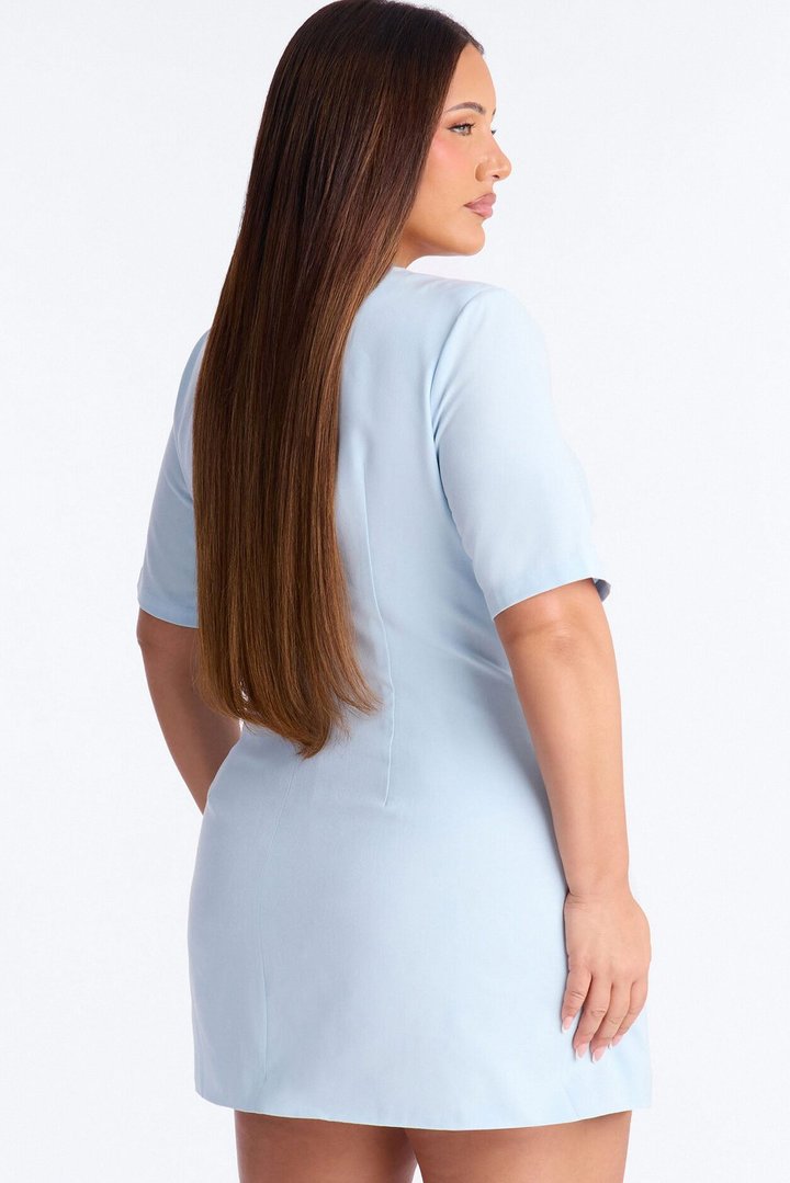 Winnie Short Sleeve Blazer Mini Dress - Light Blue
