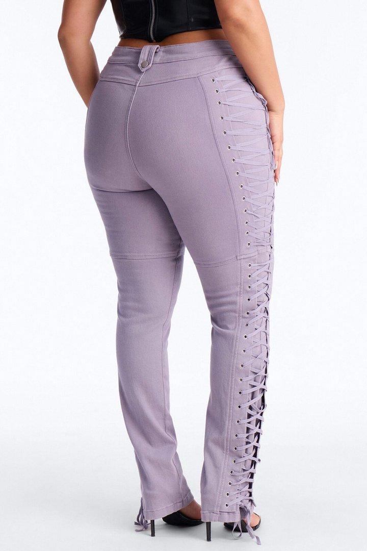 After Hours Lace Up Flare Pant - Lilac