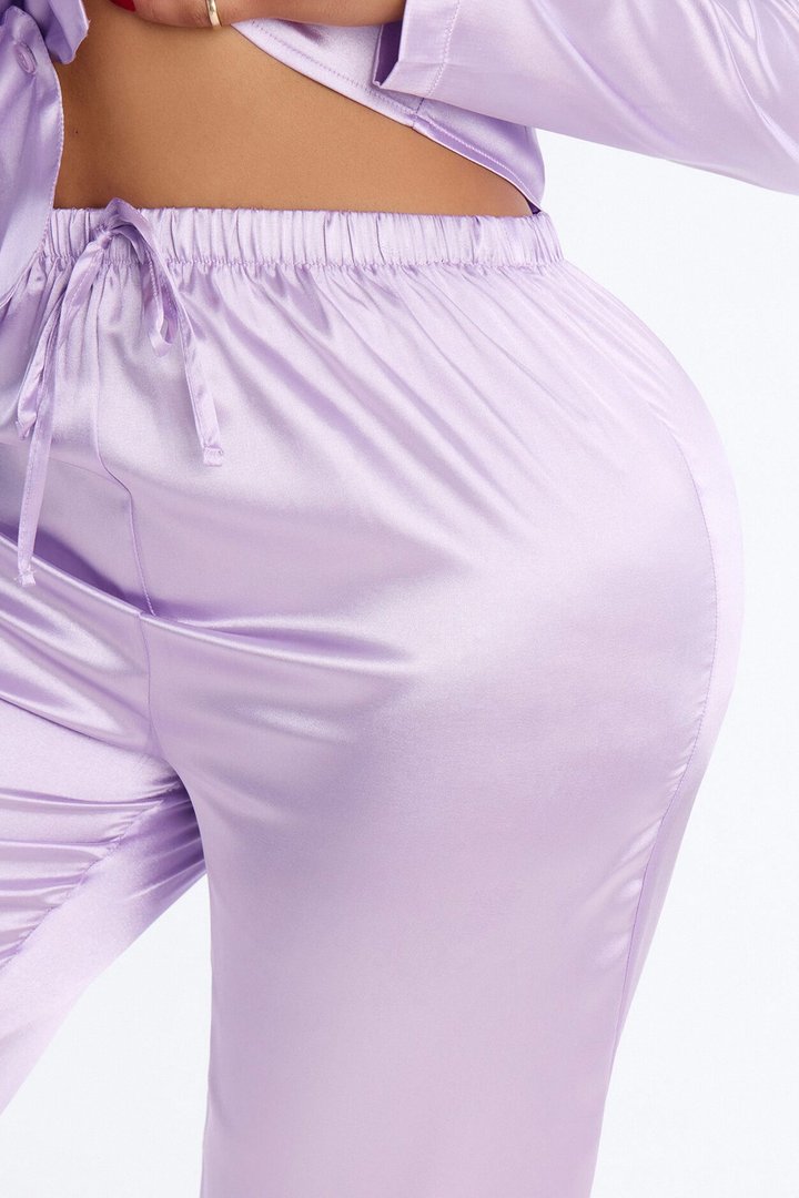 Pillow Fight Stretch Satin PJ Pant Set - Lavender