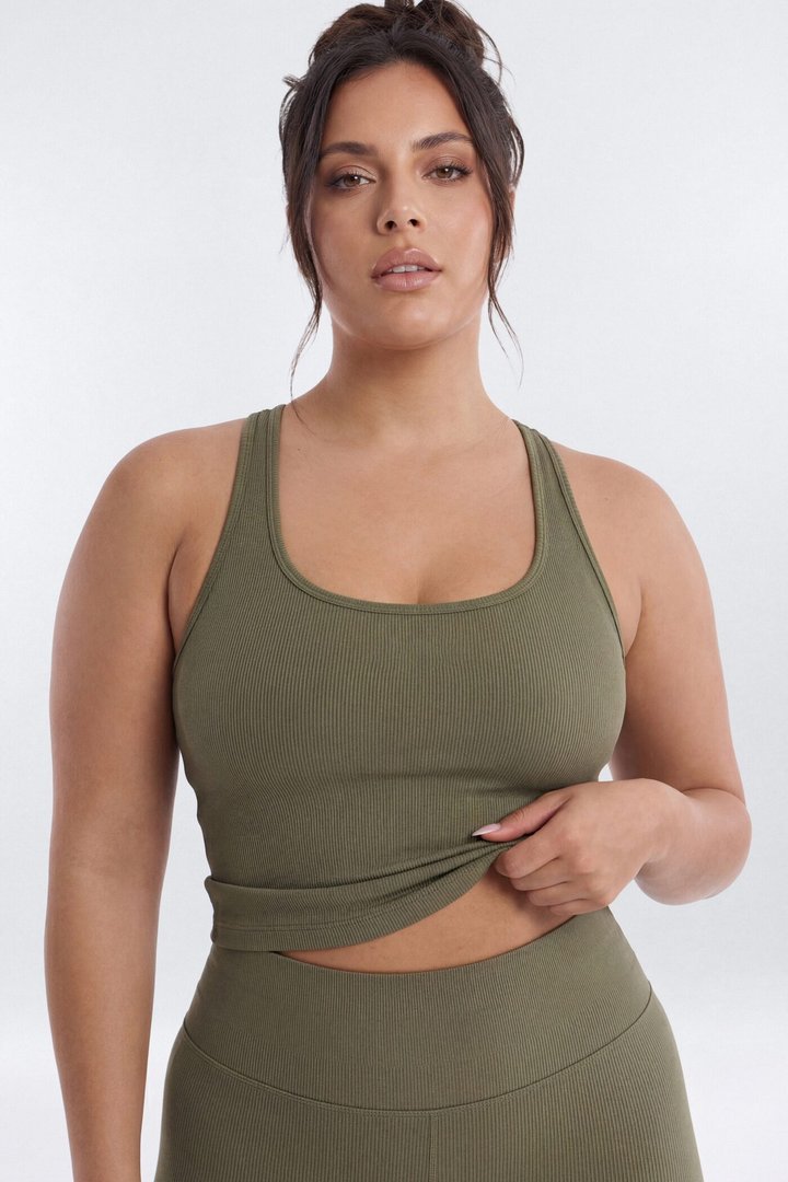 SeamlessLift™ Scoop Neck Racerback Active Tank - Moss