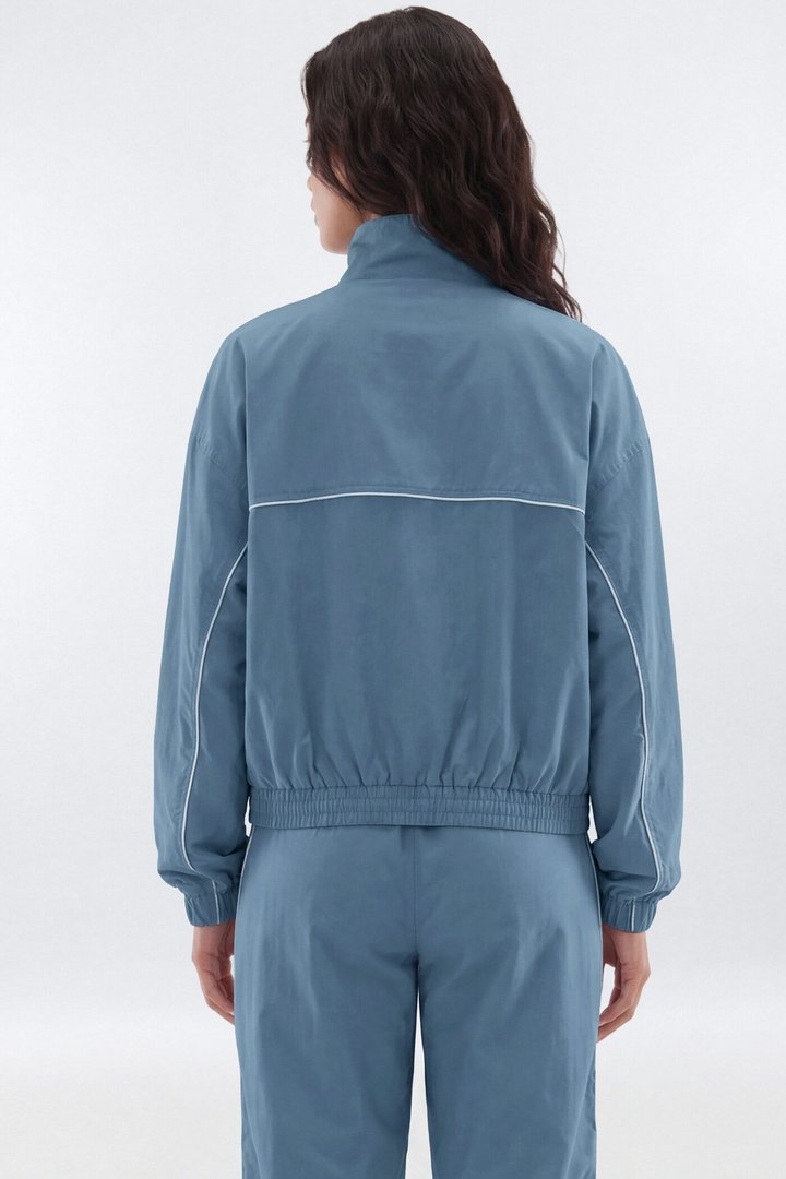 CoreNylon Mock Neck Full Zip Track Jacket - Soft Indigo