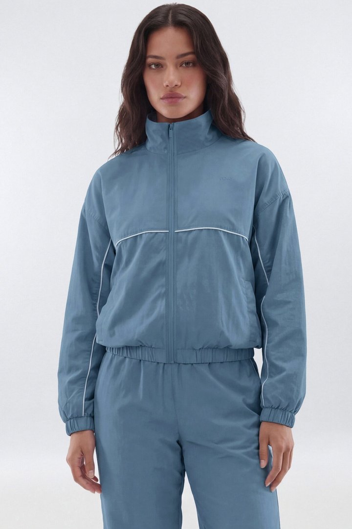CoreNylon Mock Neck Full Zip Track Jacket - Soft Indigo