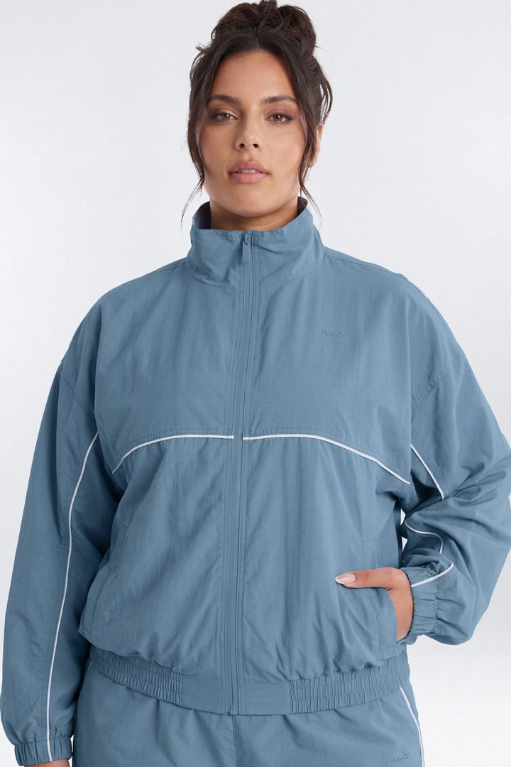 CoreNylon Mock Neck Full Zip Track Jacket - Soft Indigo