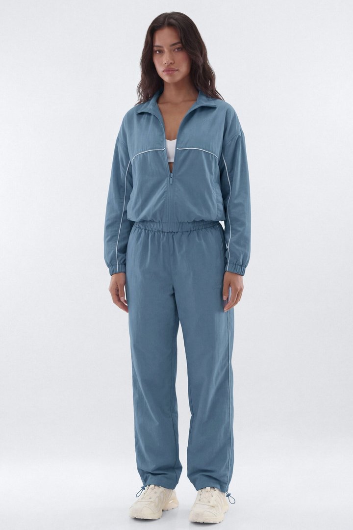 CoreNylon Mock Neck Full Zip Track Jacket - Soft Indigo