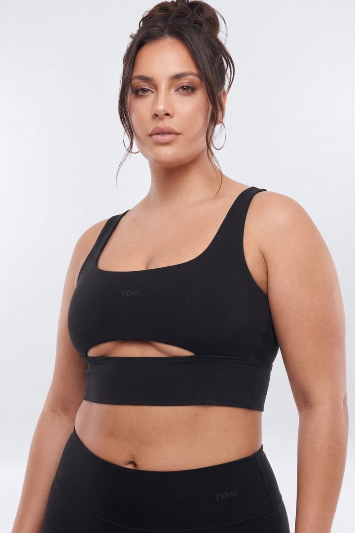 ButterSoft Cut Out Long Line Sports Bra - Black