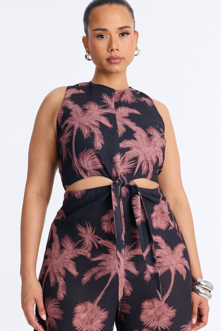 Off To Sunset Linen Jumpsuit - Black