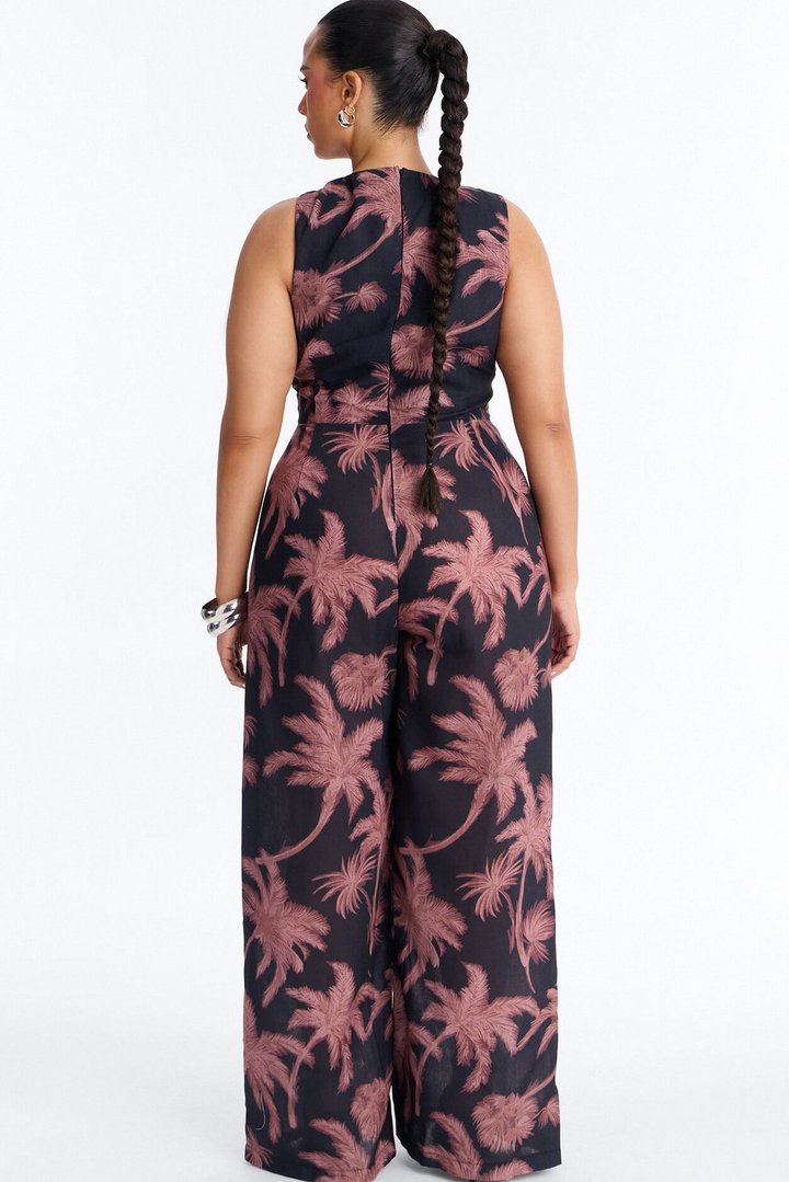 Off To Sunset Linen Jumpsuit - Black