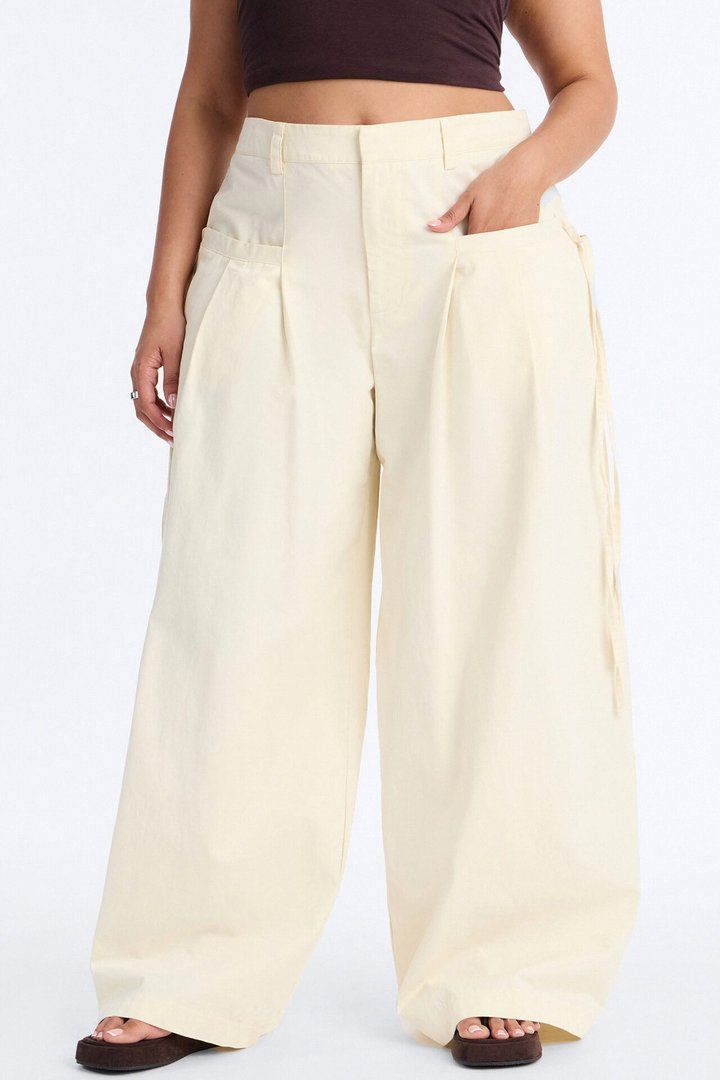 Tessa Twill Wide Leg Pant 32″ - Ivory