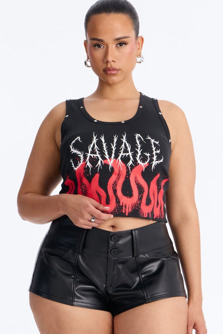 Savage Studded Tank Top - Charcoal