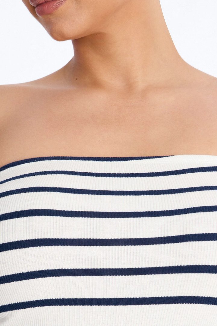 Kaia Strapless Poplin Maxi Dress - Navy/combo