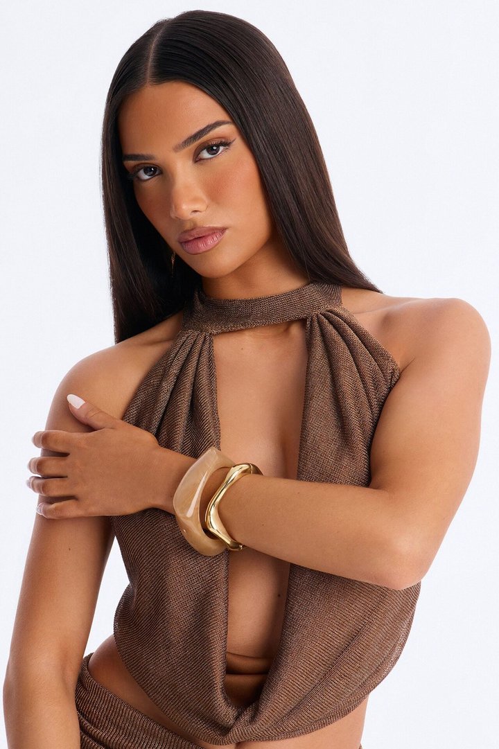 Dancing In Cabo 2 Piece Bracelet Set - Gold/Brown