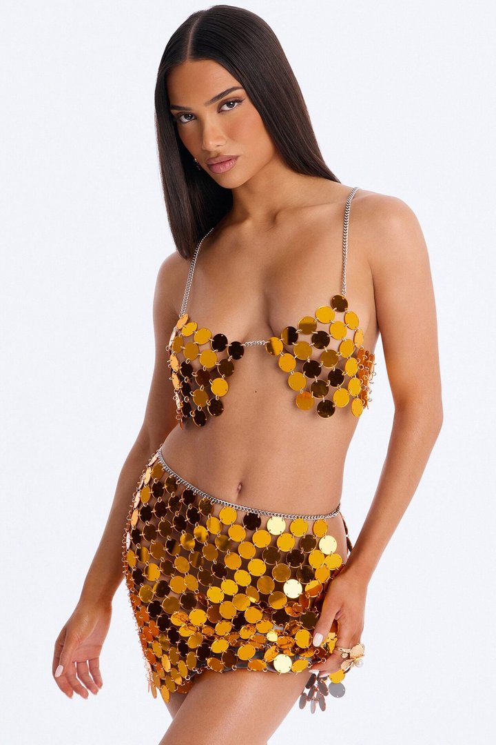 Luna Chainmail Skirt Set - Orange