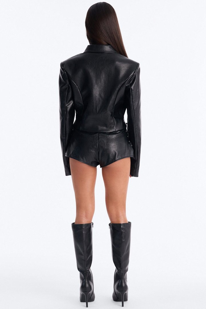 Electric Faux Leather Jacket - Black