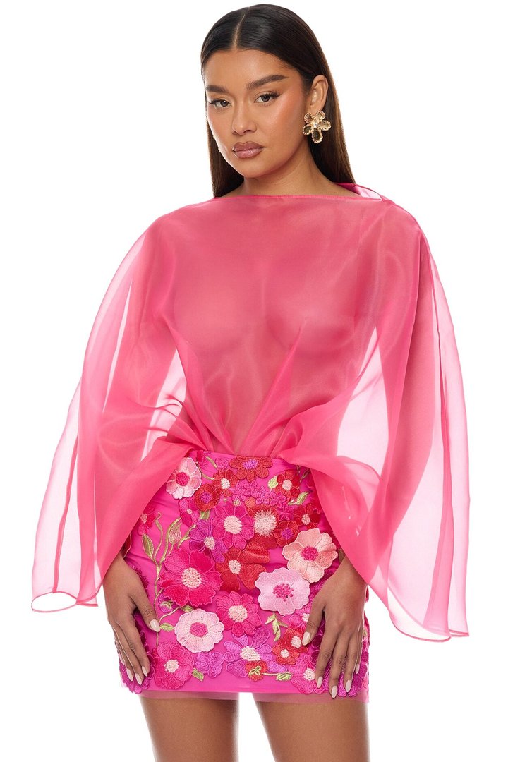 Fall In Love Taffeta Skirt Set - Hot Pink