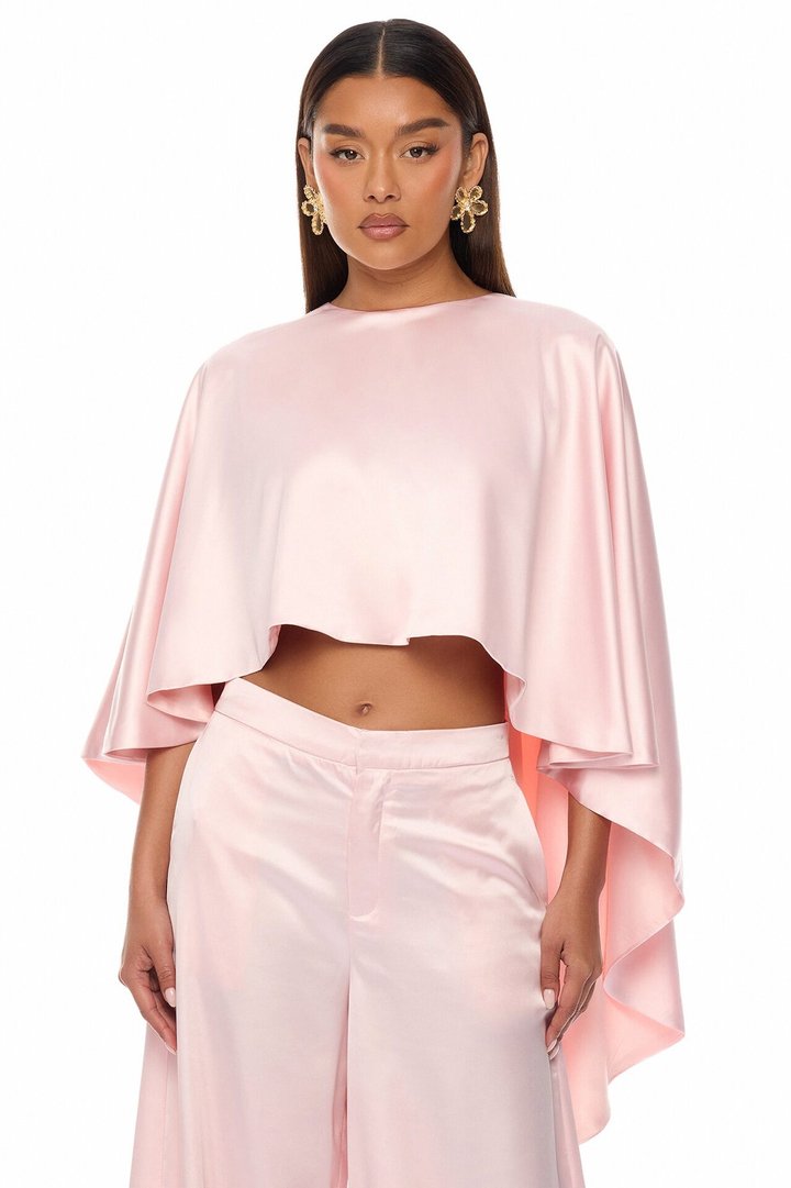 Zarah Draped Satin Pant Set - Light Pink