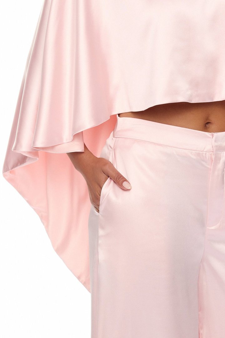 Zarah Draped Satin Pant Set - Light Pink
