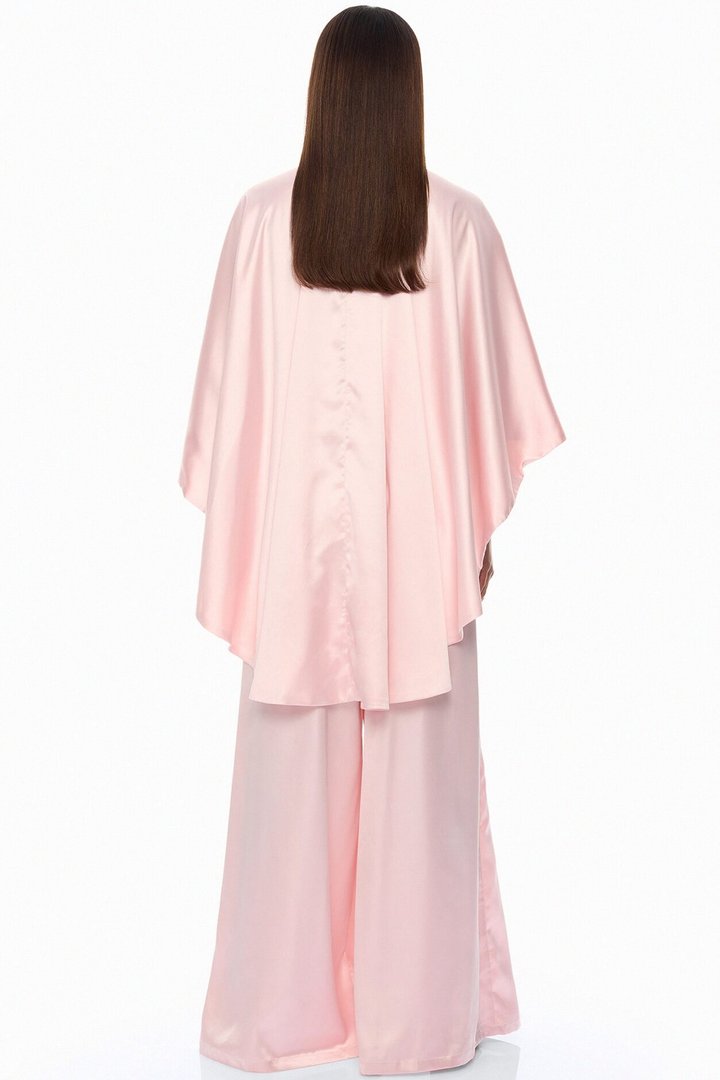 Zarah Draped Satin Pant Set - Light Pink