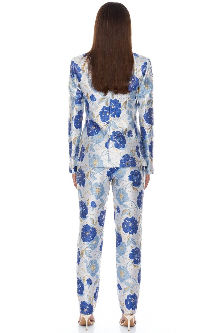 Florencia Jacquard Pant Set - Blue/combo