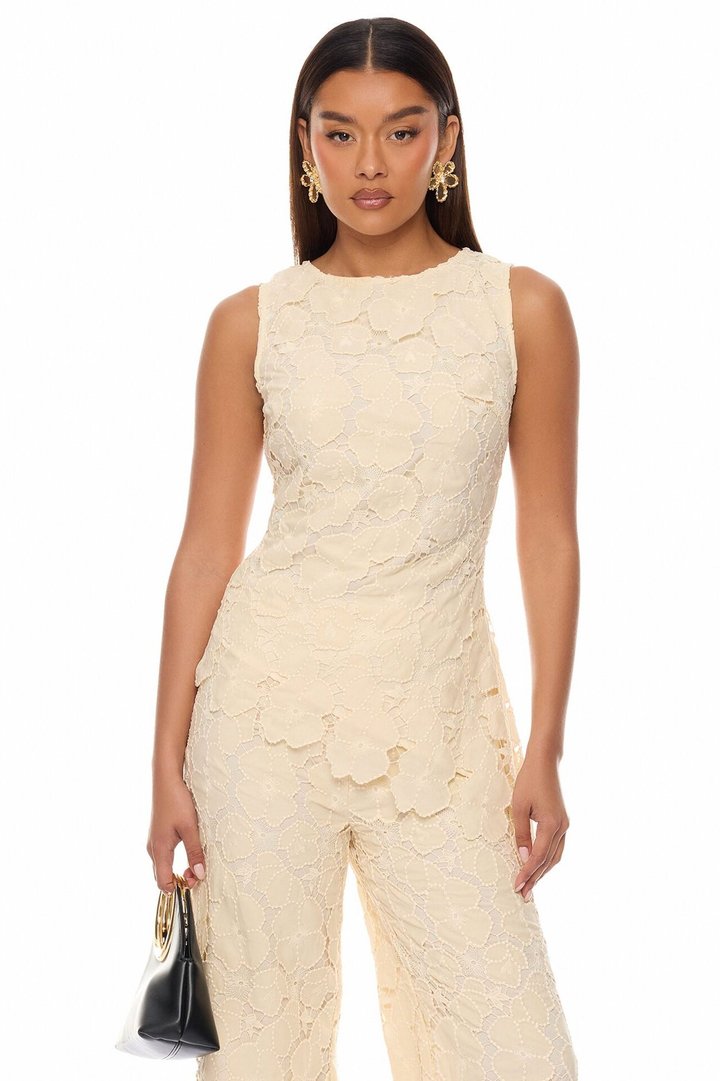 Winnie Embroidered Pant Set - Cream