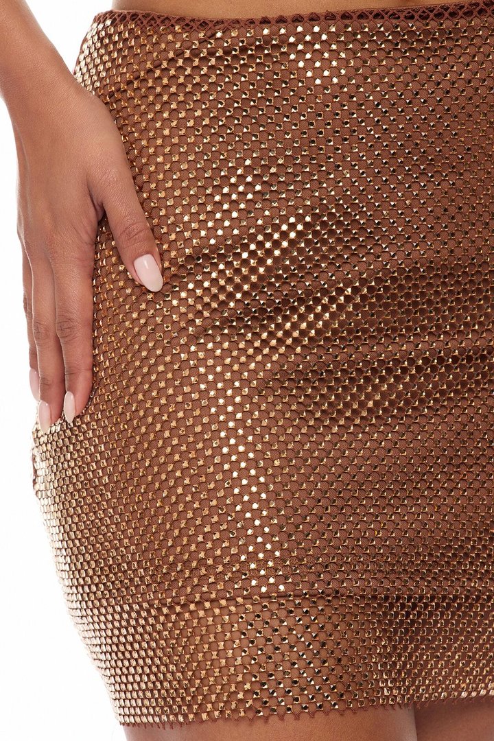 Crystal Crush Rhinestone Mini Skirt - Bronze