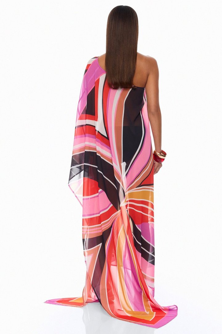 Laying Poolside Chiffon Kaftan - Pink/combo