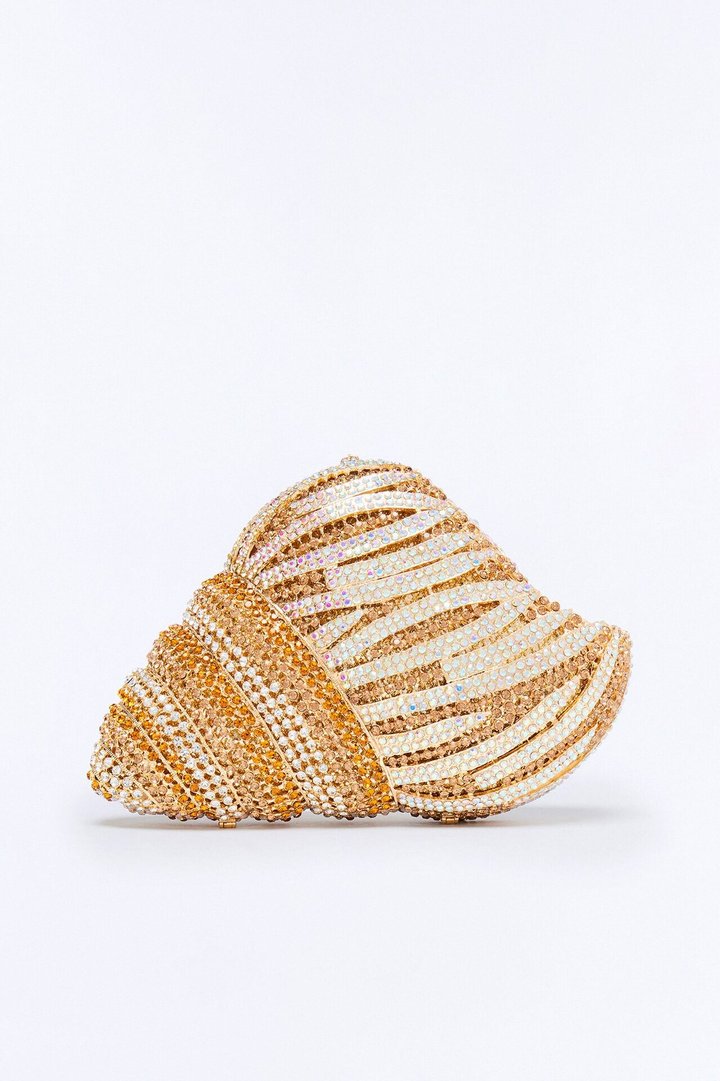 A Rare Shell Rhinestone Clutch - Gold/Multi