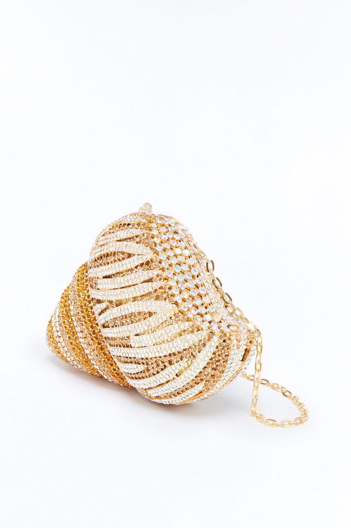 A Rare Shell Rhinestone Clutch - Gold/Multi