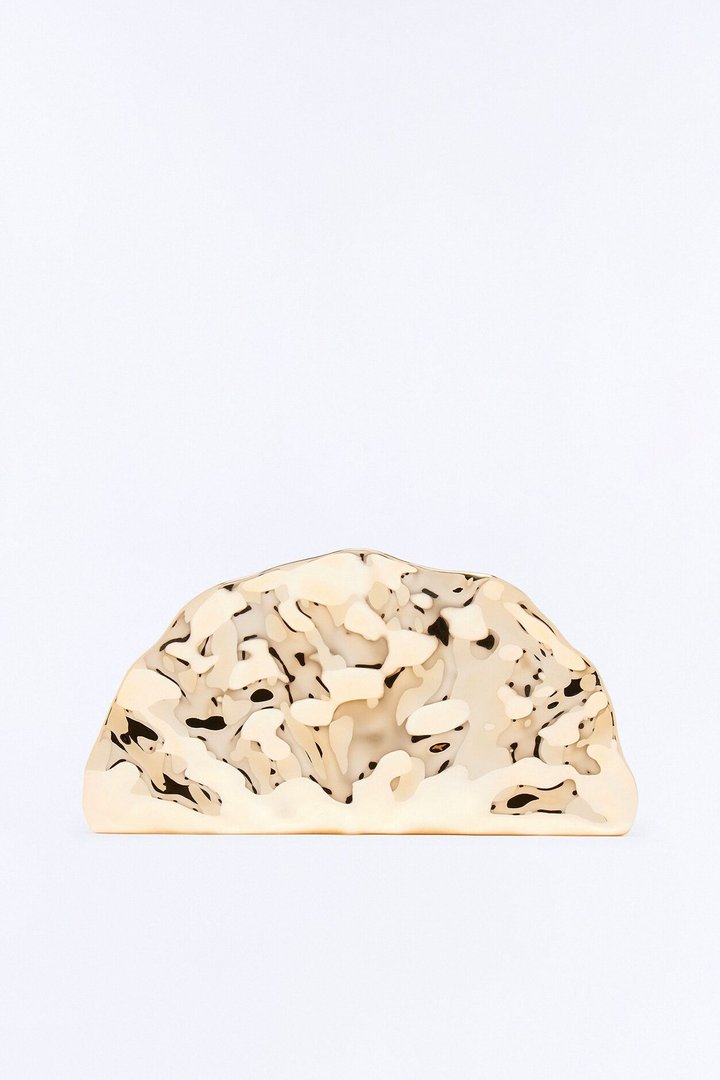 Solar Flare Textured Metal Clutch - Gold