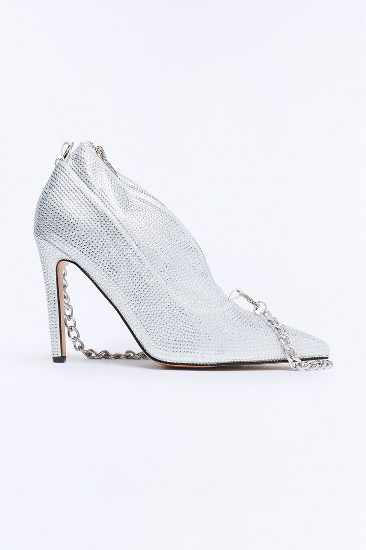 Cinderella Sequin Shoe Clutch - Silver