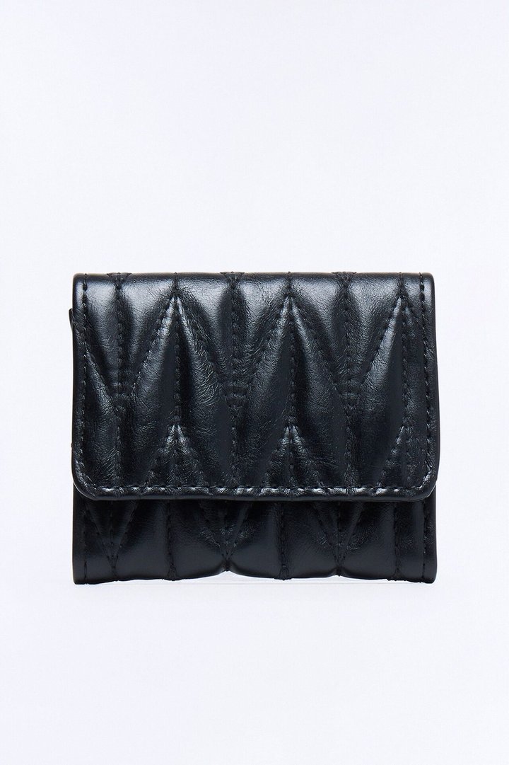 Little Spender Faux Leather Fold Over Wallet - Black