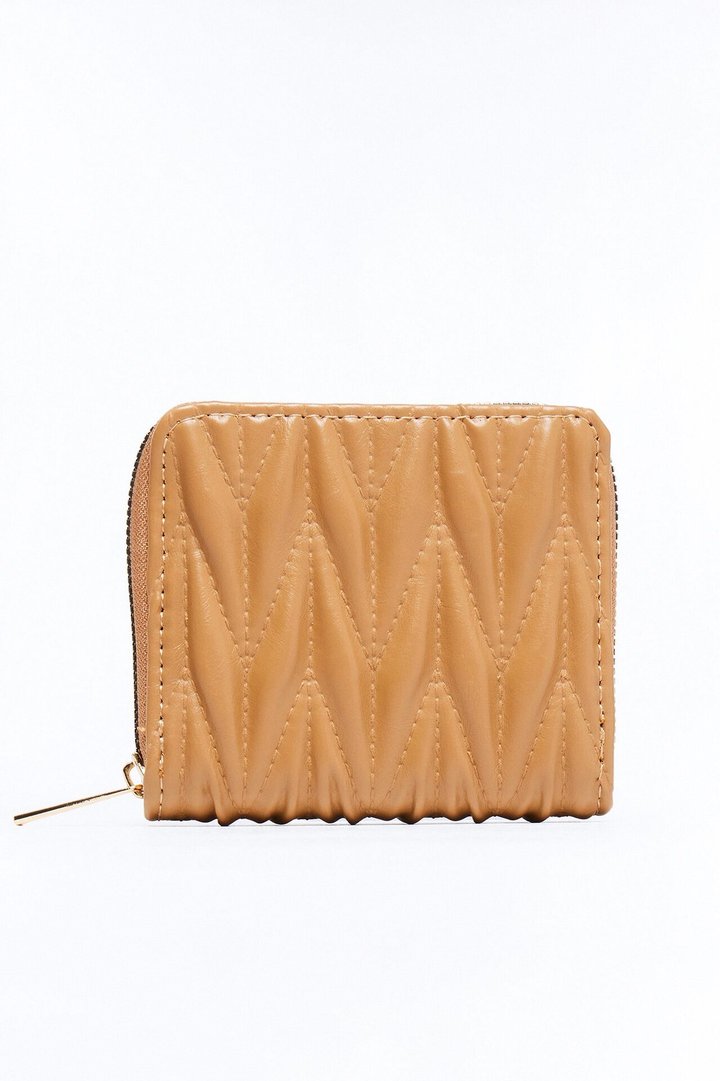 True Value Faux Leather Zip Around Wallet - Camel
