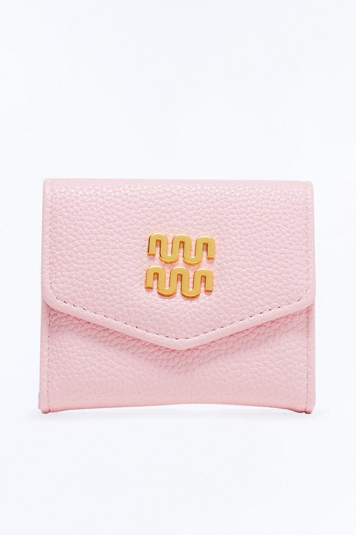 Shopping Vibes Faux Leather Fold Over Wallet - Pink