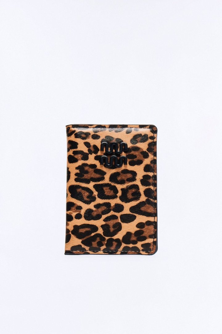 True Power Faux Leather Fold Over Cardholder - Leopard