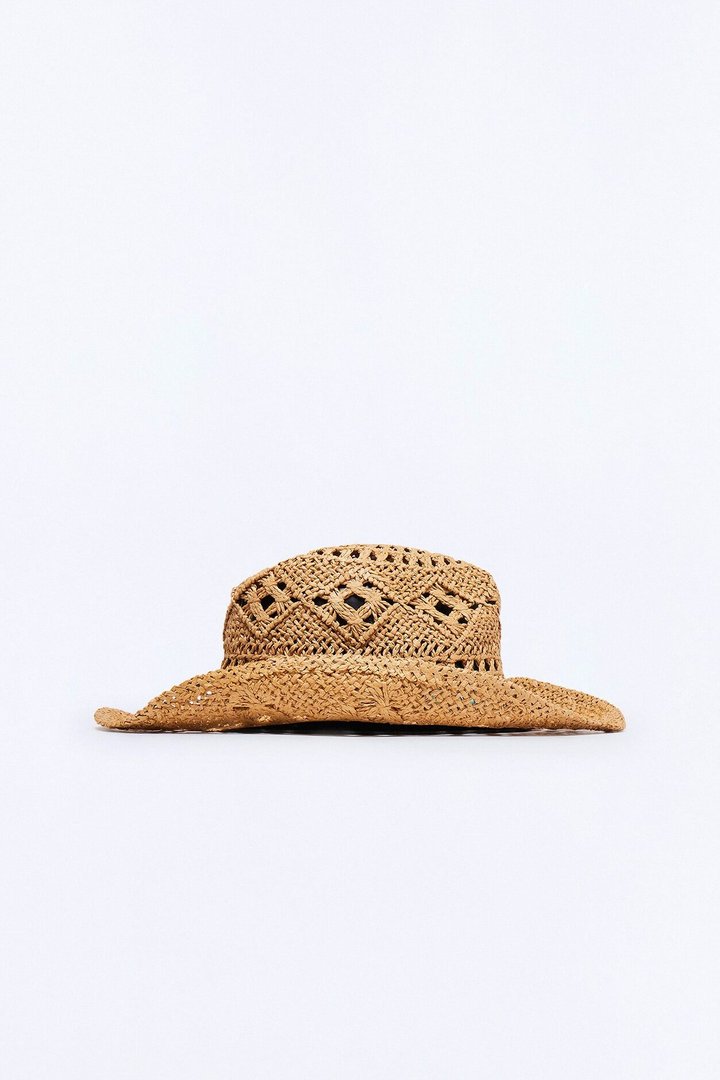 Social Butterfly Straw Cowboy Hat - Tan/Multi