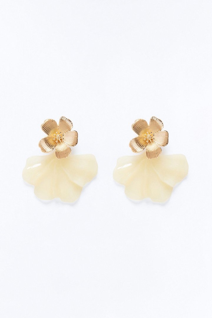 Just Waves And Floral Drop Earrings - Gold/combo