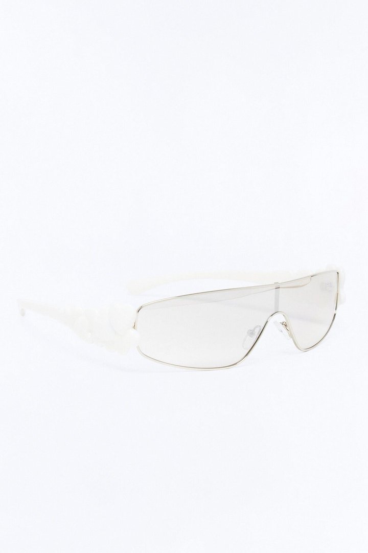Love Bomb Shield Sunglasses - White