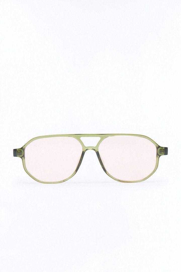 Strawberry Matcha Aviator Sunglasses - Green/combo