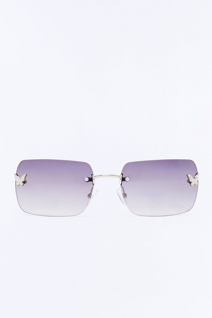 Butterfly Beauty Square Sunglasses - Black/Silver