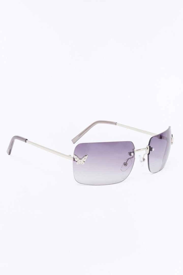 Butterfly Beauty Square Sunglasses - Black/Silver