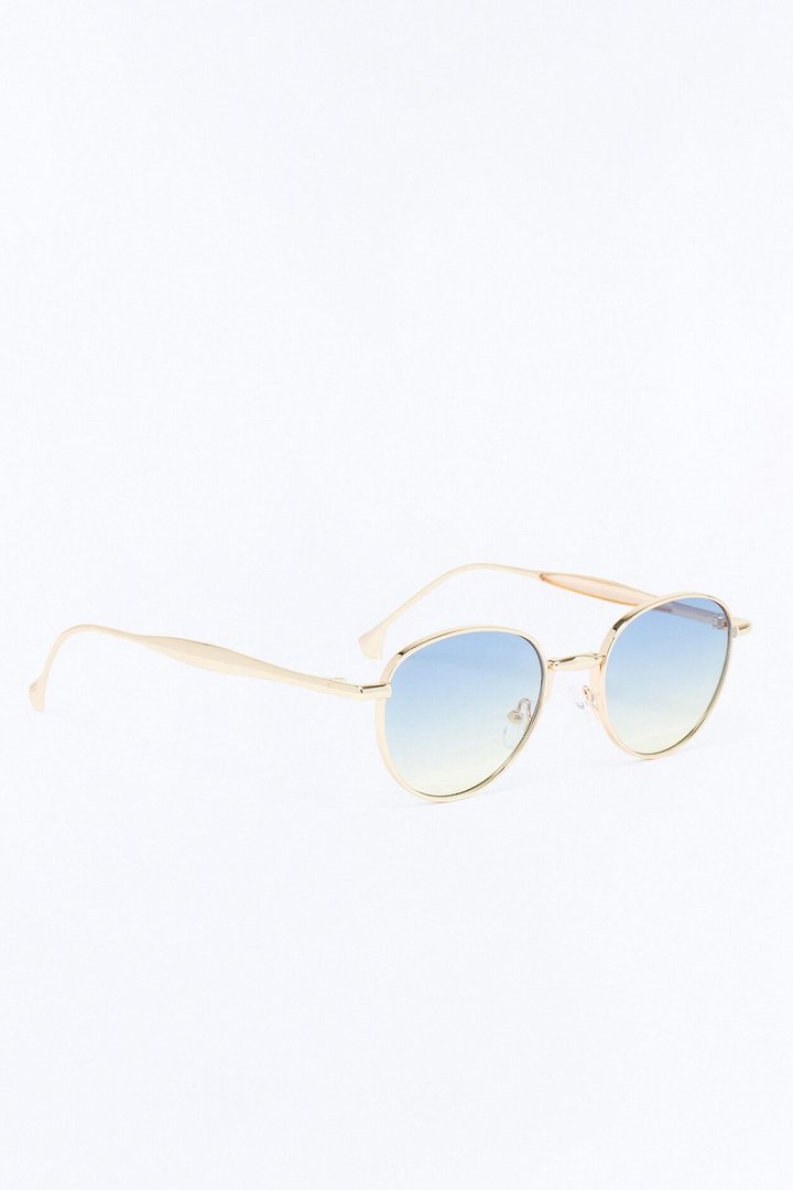 Ocean Eyes Round Sunglasses - Gold/Blue