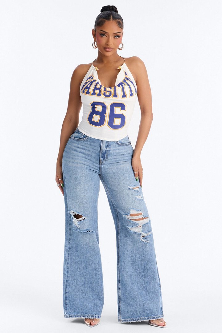 Varsity 86 Halter Top - White