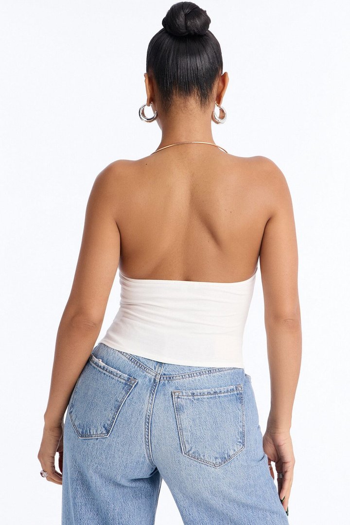 Varsity 86 Halter Top - White