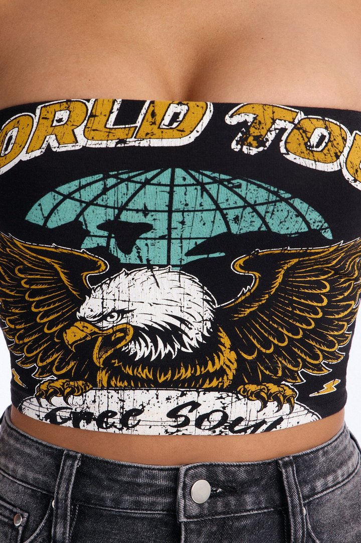 World Tour Cropped Tube Top - Black