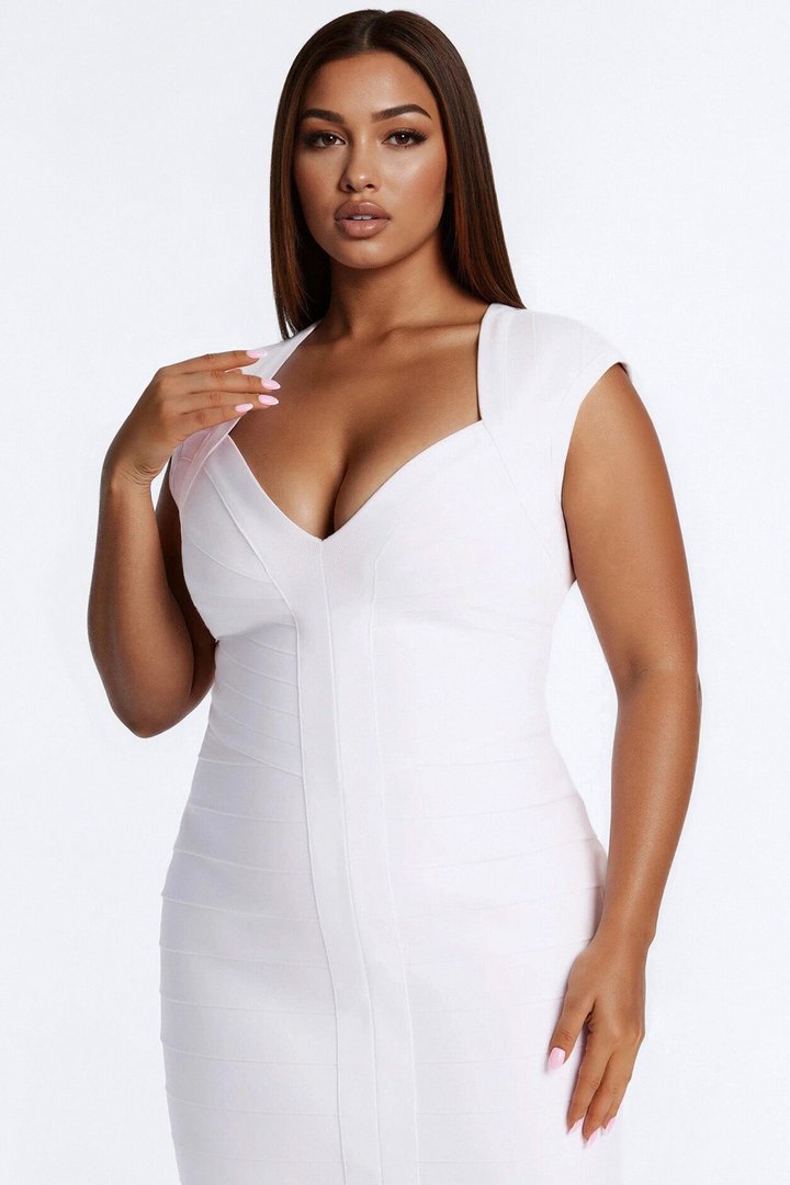 Kenna Bandage Midi Dress - White
