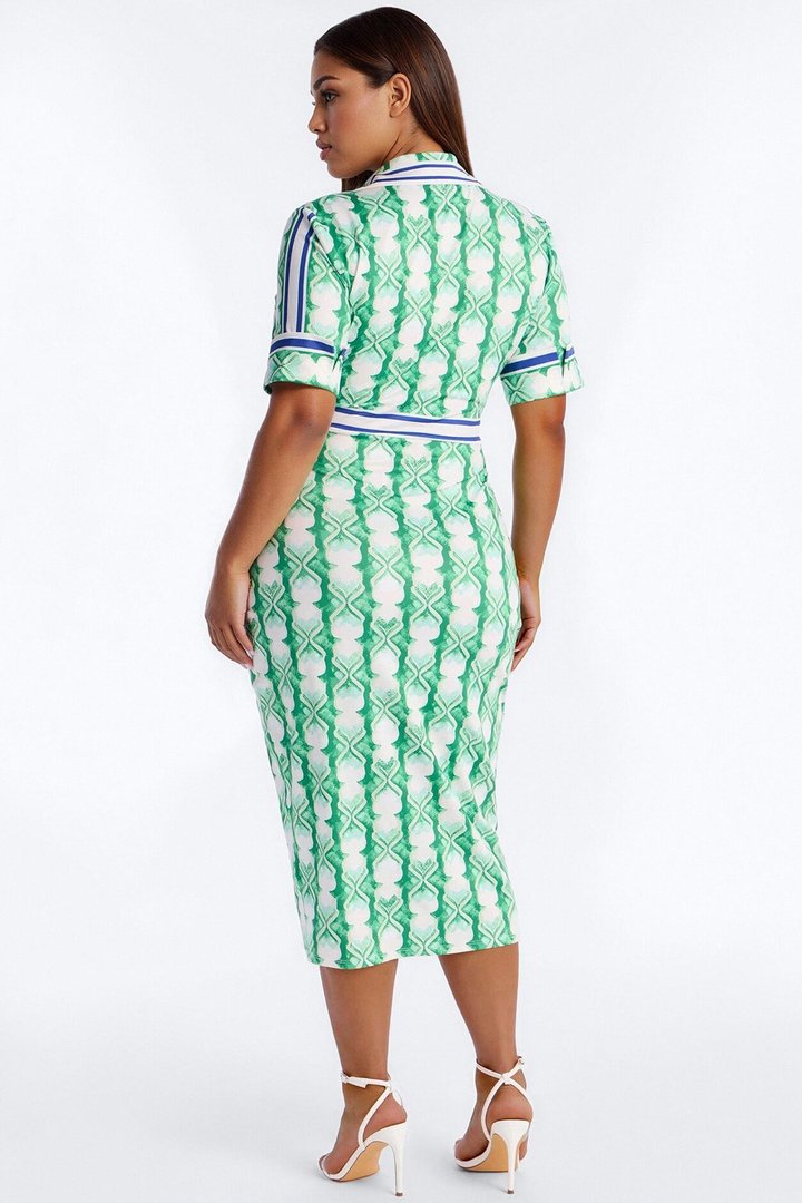 Camila Ruched Printed Midi Dress - Green/combo