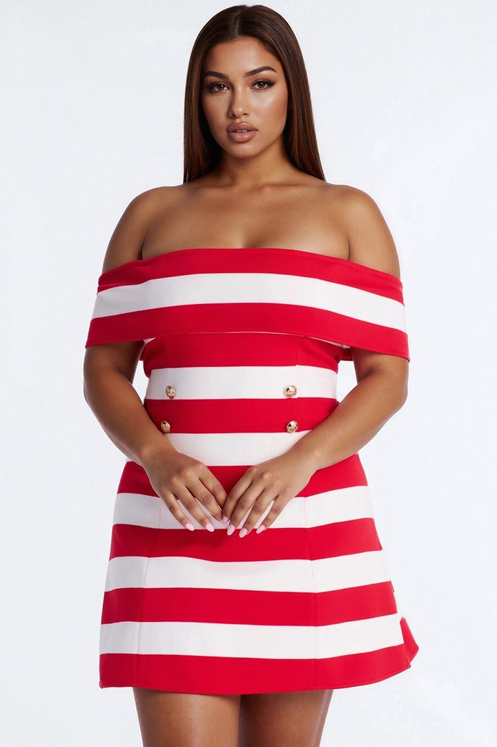 Sawyer Striped Bandage Mini Dress - Red/White